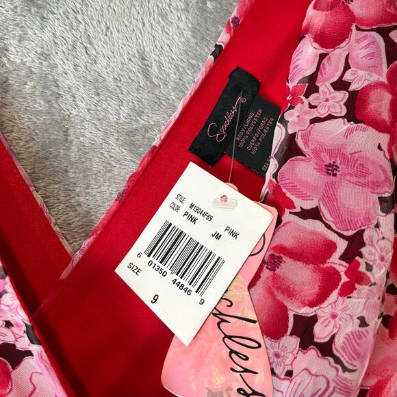 Vintage Y2K Pink Floral Ruffle Hem Dress Cottagecore Coquette Small Deadstock - Picture 4 of 10